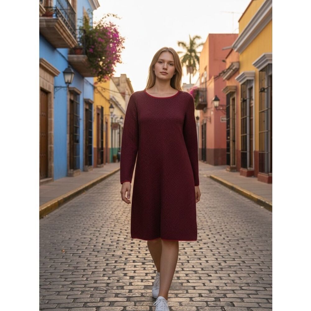J. Jill Knit Long-Sleeve Shift Dress XS